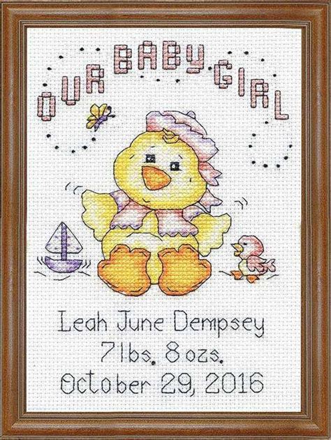 Girl Chick Birth Sampler Cross Stitch Kit By Design Works The Happy