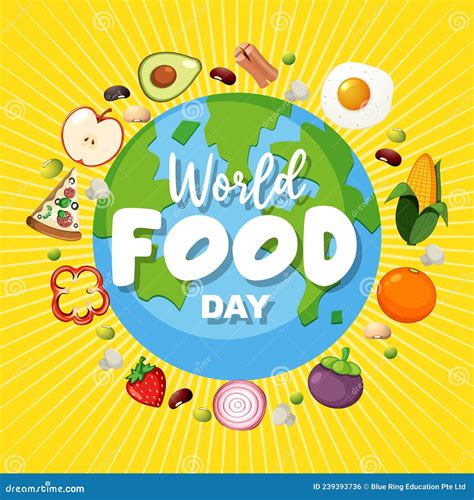 World Food Day Logo With Healthy Food Ingredients Stock Vector