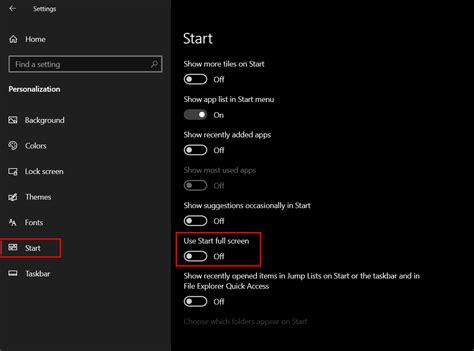 How To Enable Or Disable Start Menu Full Screen Mode On Windows 10
