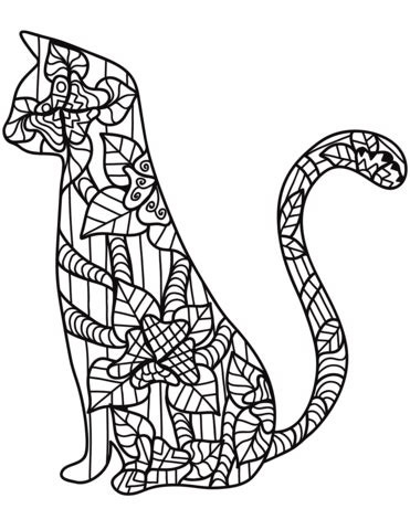 Our detailed and interesting cat coloring pages are meant to appeal to an older crowd. Zentangle Cat coloring page | Free Printable Coloring Pages