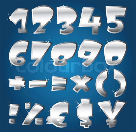Silver Numbers Stock Vector Colourbox