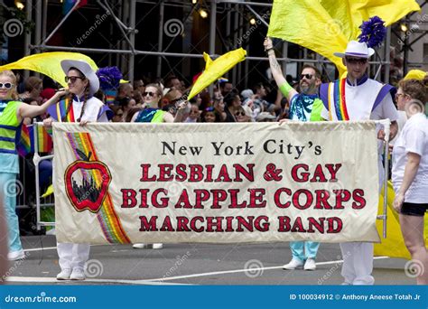 new york city pride parade lesbian and gay big apple corps band editorial photography image