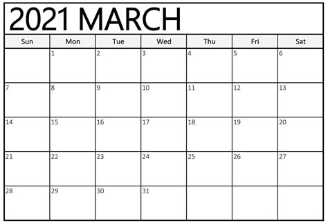 Designed to be printed on any size paper, portrait and landscape. March 2021 Calendar Excel Template Printable - One ...