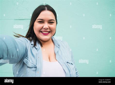 Plus Size Woman Taking A Selfie Stock Photo Alamy