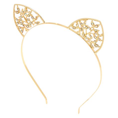 Gold Ivy Cat Ears Headband Claires