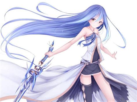Anime Anime Girls Blue Hair Long Hair Original