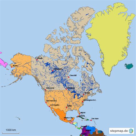 Stepmap America Landkarte Für Nordamerika