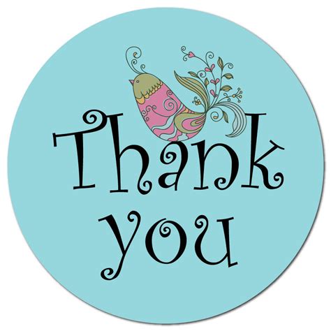Thank You Stickers 30mm Colourful Bird Design Great For