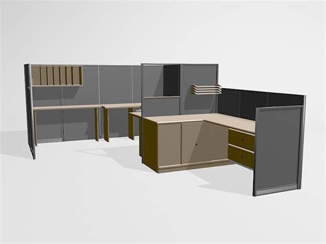 Office Furniture Cubicle Workstations 3d Model 3ds Max Files Free