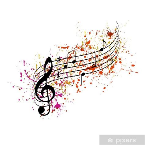 Poster Musical Notes With Colored Splashes Pixersuk