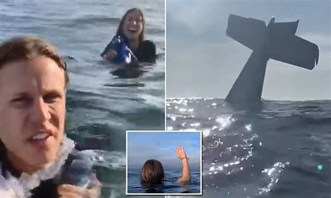 incredible footage shows plane crash into the ocean before two survivors film their own rescue