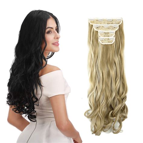 LELINTA 18 24 Clip In Hair Extensions 4 PCS Long Straight Curly Wavy