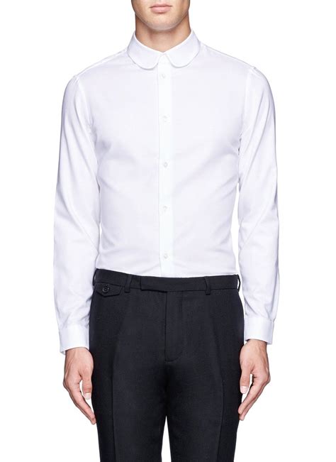 Carven Round Collar Cotton Shirt In White For Men Lyst