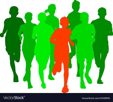 set of silhouettes runners on sprint men vector image