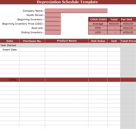 20 Free Depreciation Schedule Templates Ms Excel And Ms Word