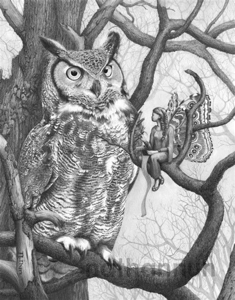 Learning From The Owl Fairy Art Print Fantasy Print Etsy Fairy Art