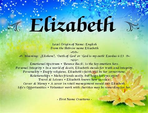 My Name Elizabeth Name Meaning Goku Father Study Info Baby Lane