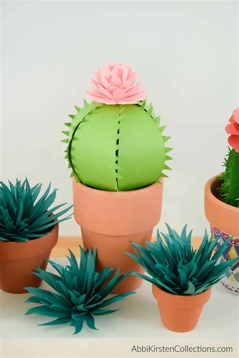 Paper Cactus Tutorial And Templates 3d Paper Cactus Craft Paper Flowers Paper Cactus