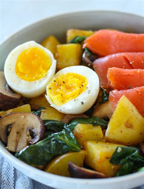 If you're in the mood for meat, you could easily substitute bacon or sausage for the fish.camp tip: Smoked Salmon Power Breakfast Bowl - Filling Breakfast ...
