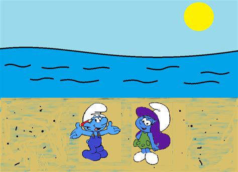 Handy Smurf And Marina Smurfette On The Beach By Alexb22 On Deviantart