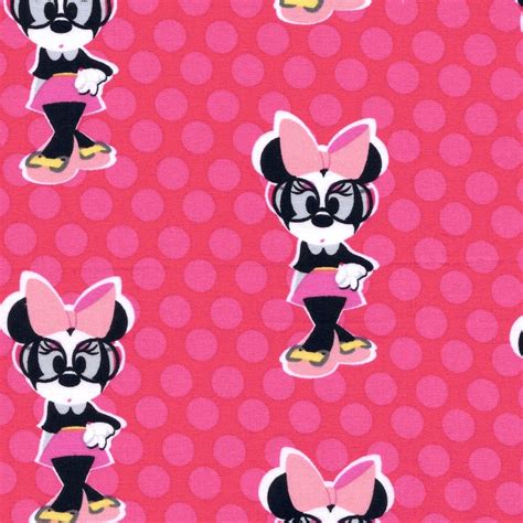 Minnie Mouse With Dots Characters On Pink Polka Dot Disney