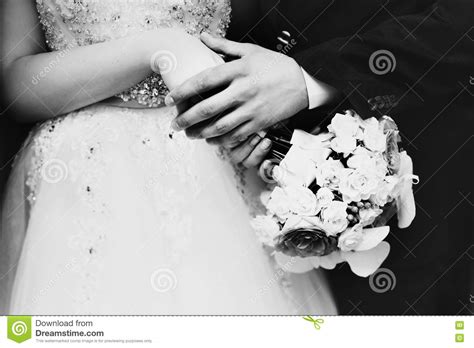 Groom Holds Bride S Hands Carefully Stock Image Image Of Hands Face