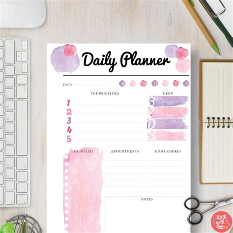 Daily Printable Pink Planner Monday Start You Receive 4 Etsy Australia
