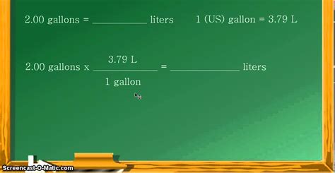 To find out how many liters in a gallon or convert gallons to litres, simply multiply by 3.785. Unit Conversion: Gallons to liters - YouTube