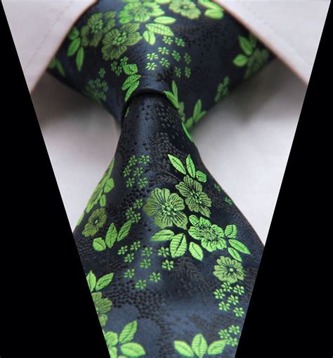 mens tie in satin black and moss green with floral paisley wedding silk necktie paisley wedding