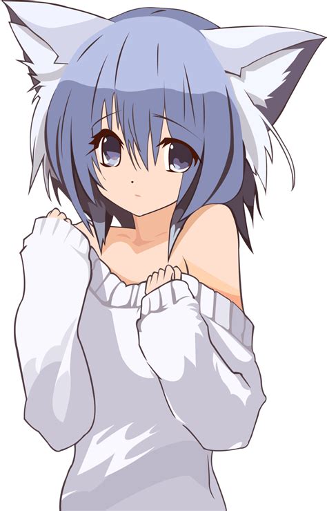 download cat girl pullover anime neko girl with blue hair png image with no background