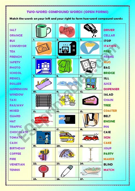 Two Word Compound Words Open Forms Key Esl Worksheet By Dinglesazara