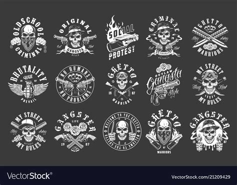 Set Of Gangster Emblems Royalty Free Vector Image