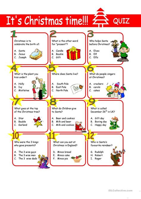 Christmas Quiz Worksheet Free Esl Printable Worksheets Made By Teachers
