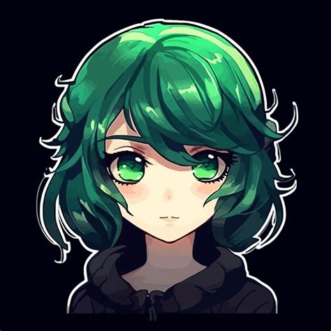 Premium Vector A Girl With Green Eyes And A Green Hair
