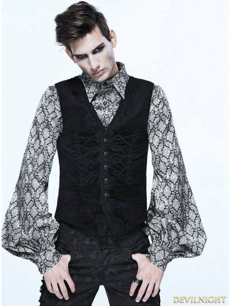 Black Gothic Retro Lace Waistcoat For Men Fashion Gothic Outfits