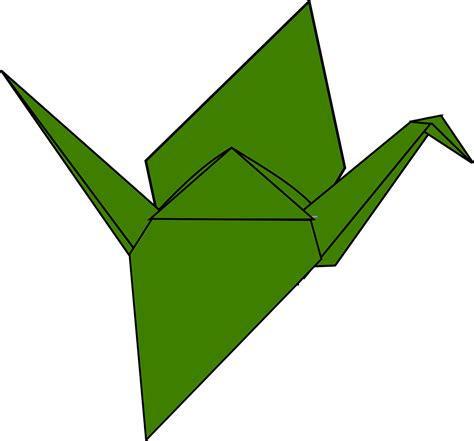 Origami Crane Green Paper Art Png Picpng