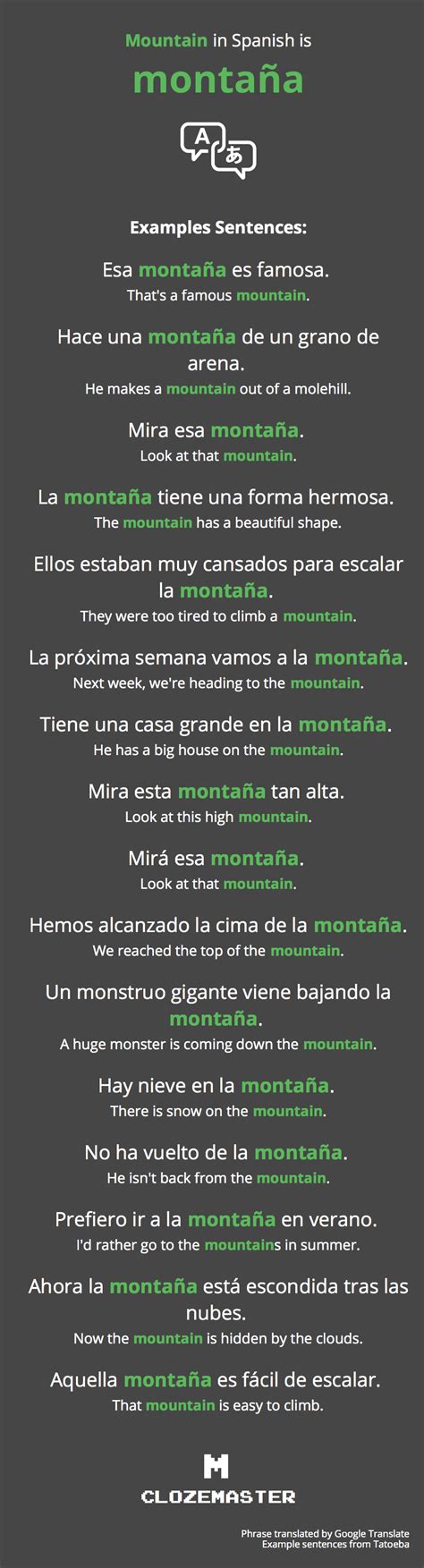 How To Say Mountain In Spanish Clozemaster