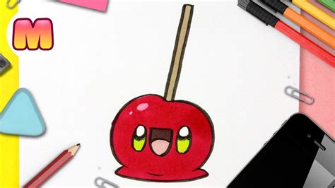 Como Dibujar Una Manzana De Caramelo Kawaii Dibujos Kawaii Faciles