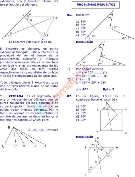 Los TriÁngulos Y Sus Propiedades Ejercicios Resueltos De GeometrÍa