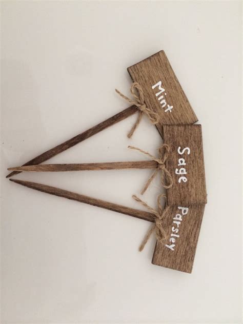 Herb Garden Plant Markers 7 Wooden Markers With Twine Bow