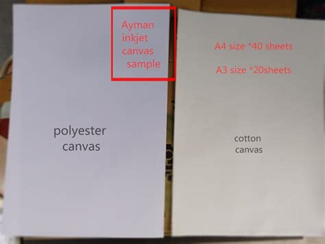 A4 A3 Size 100 Polyester And 100 Cotton Canvas Blank Sheets For