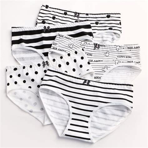 Womens Panties Cotton Stripes Dot Print Gril Briefs Female Underwear