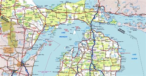 Michigan State Road Map Tourist Map Of English