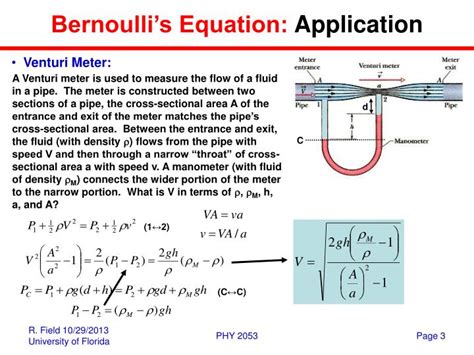 An interesting application of the venturi effect is venturi meter. PPT - Ideal Fluids in Motion PowerPoint Presentation - ID ...