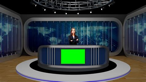 News 039 Tv Studio Set Virtual Green Screen Background Psd