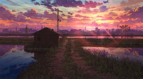 1026x526 Anime Sunset Hd Cool Art 1026x526 Resolution Wallpaper Hd