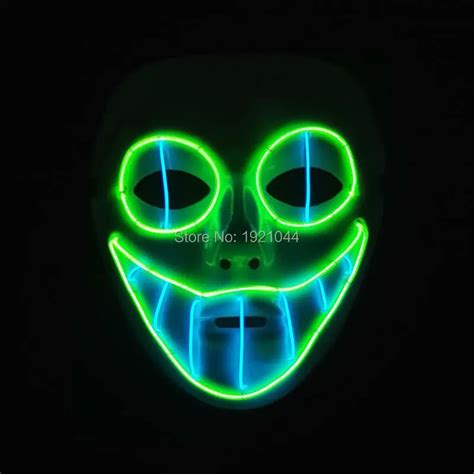 Sound Activated El Wire Horror Smile Masks Halloween Mask Glowing El