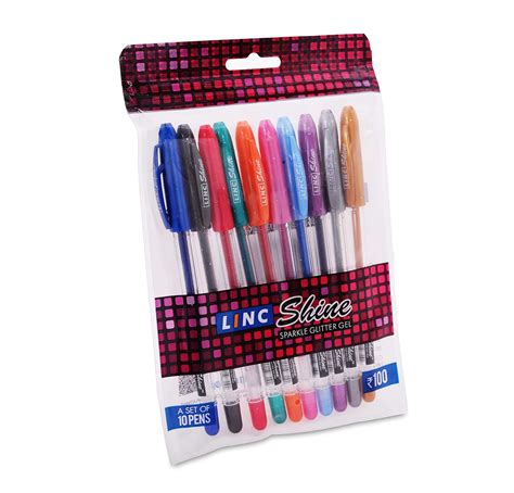 Linc Shine Sparkle Glitter Gel Pen Pack Of 10 Multicolour Amazon