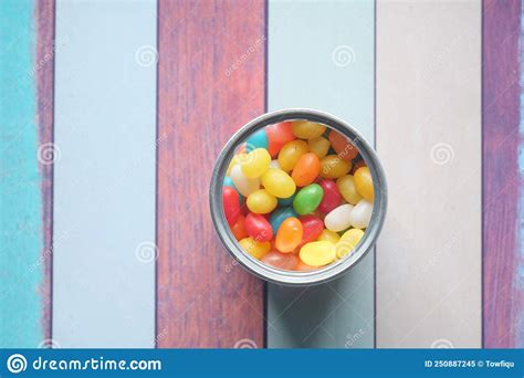 Slow Motion Of Jelly Beans In A Container On Table Stock Image Image Of Multi Treat 250887245