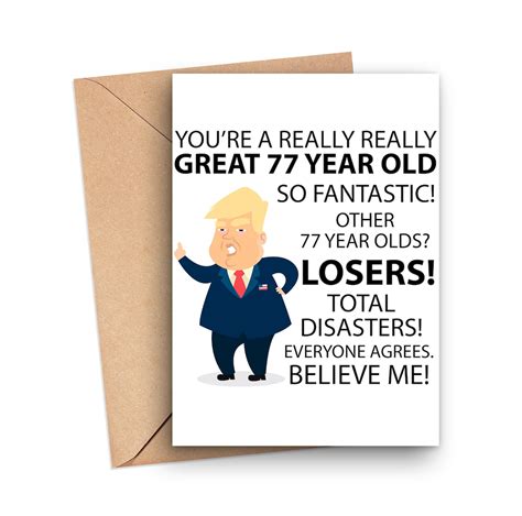 77th Birthday Card Funny 77th Birthday Card Trump 77 Year Old